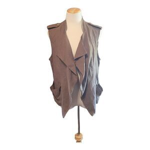 Kut from the Kloth Women Brown Vest Large Brown 100% Linen